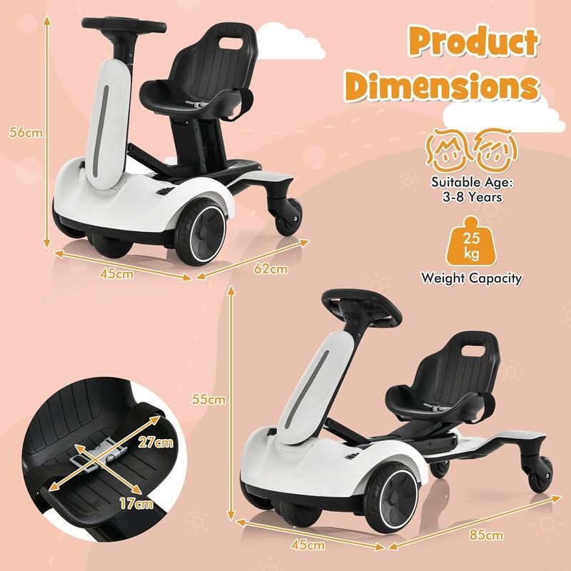 6V Kids Ride on Drift Car with 360° Spin and 2 Adjustable Heights