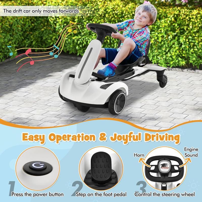 6V Kids Ride on Drift Car with 360° Spin and 2 Adjustable Heights