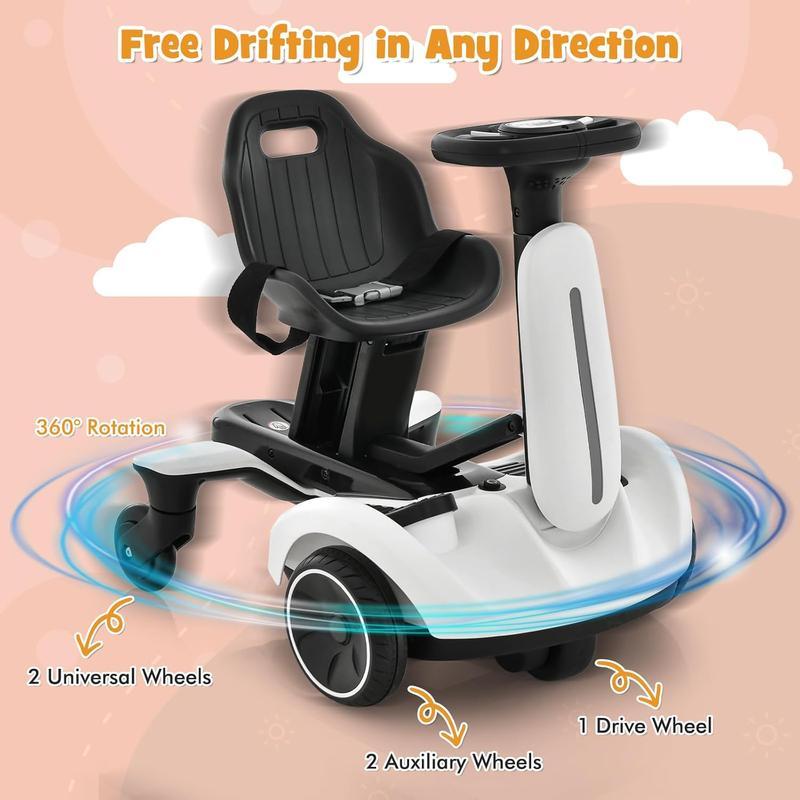 6V Kids Ride on Drift Car with 360° Spin and 2 Adjustable Heights